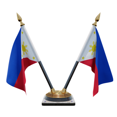 Philippines Double Desk Flag Stand  3D Illustration
