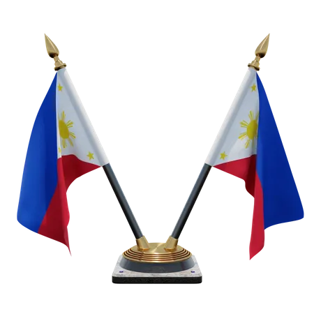 Philippines Double Desk Flag Stand  3D Illustration