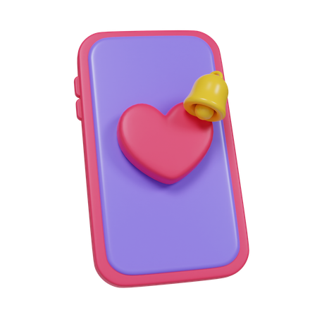 Phone And Heart With Message Notification  3D Icon