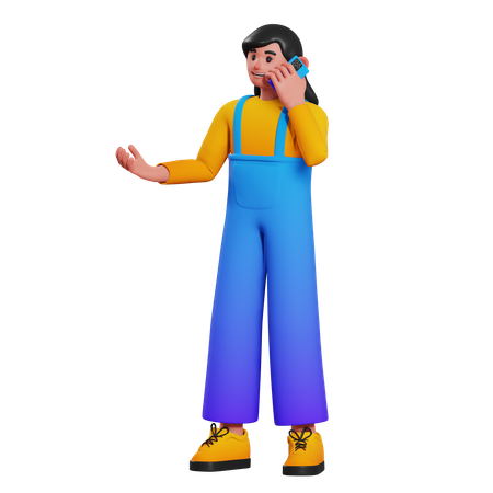 Phone Call Girl  3D Illustration