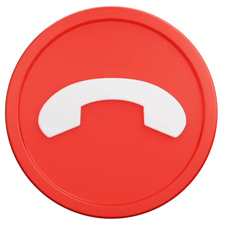 Phone Call Reject Round Button 3D Icon