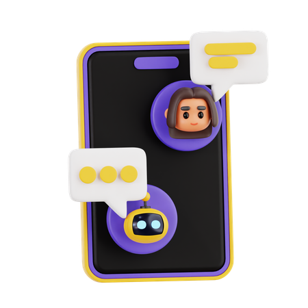 Phone Chatbot  3D Icon