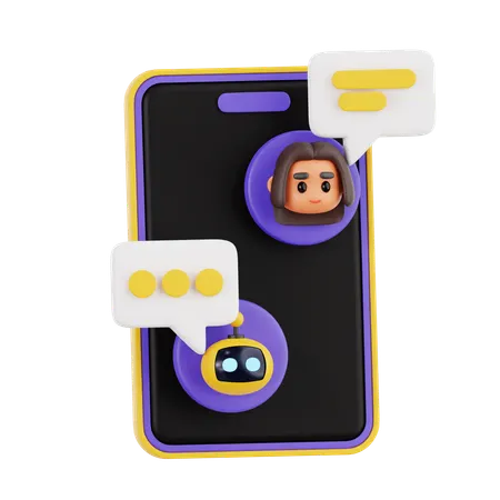 Phone Chatbot  3D Icon