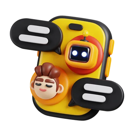 Phone Chatbot  3D Icon