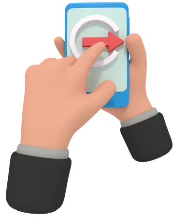 3 D Illustration Of Holding Phone With Logout App 3D Illustration