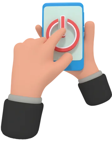 3 D Illustration Of Holding Phone With App Off 3D Illustration