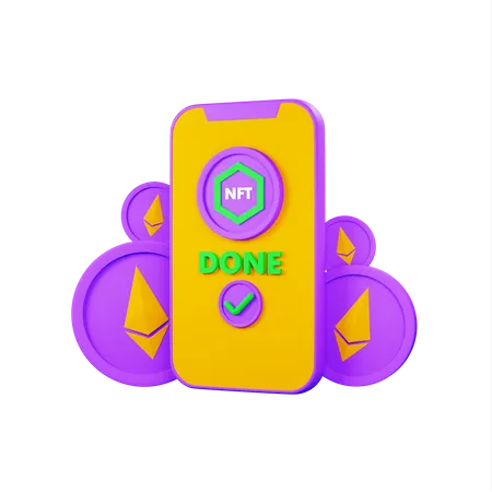 Phone With Nft Application  3D Icon