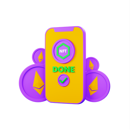 Phone With Nft Application  3D Icon