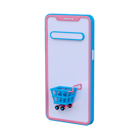 Phone with shopping cart  3D Illustration