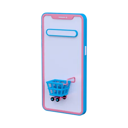 Phone with shopping cart  3D Illustration