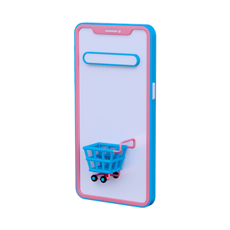 Phone with shopping cart 3D Illustration