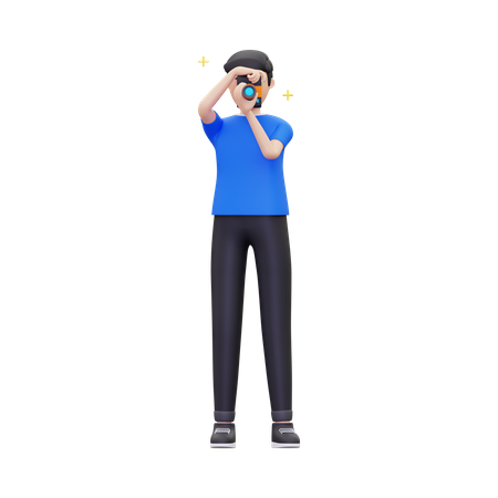 Photographer taking pictures in digital camera  3D Icon