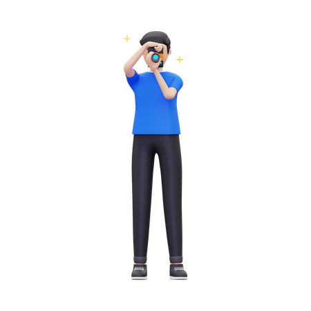 Photographer taking pictures in digital camera 3D Illustration