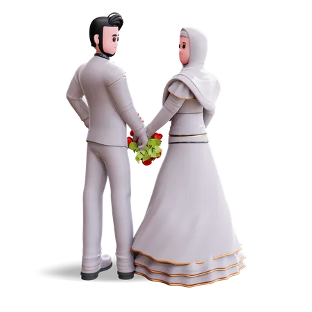 Pose de photographie de mariage  3D Illustration