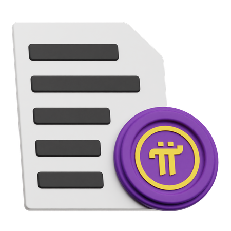 Pi Network Coin Document  3D Icon