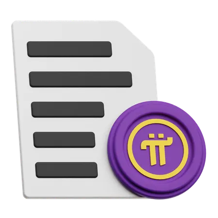 Pi Network Coin Document  3D Icon