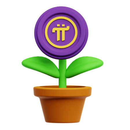 Pi Network Coin Plant  3D Icon
