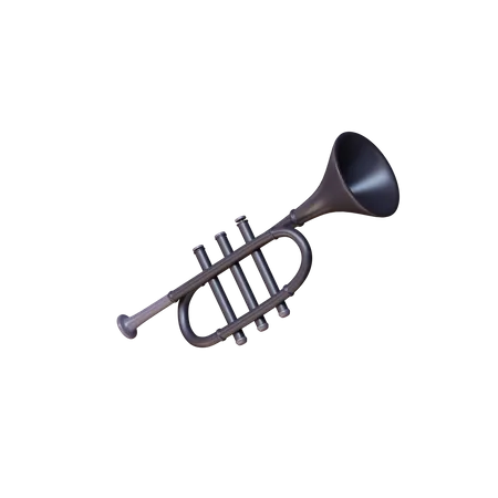 3 D Trumpet Music Instrument With Black Theme 3D Icon