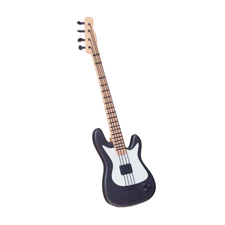 3 D Bass Guitar Music Instrument With Black Theme 3D Icon