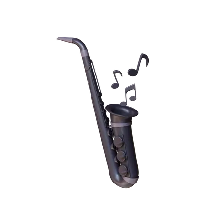 3 D Saxophone Music Instrument With Black Theme 3D Icon