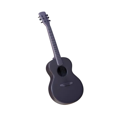 3 D Acoustic Guitar Music Instrument With Black Theme 3D Icon