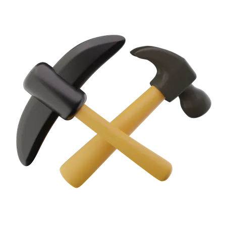 Pick Axe And Hammer  3D Icon