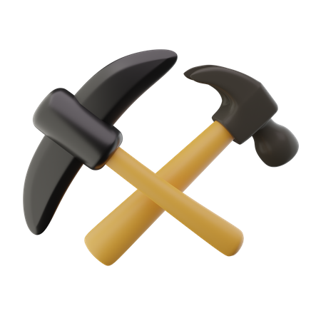 Pick Axe And Hammer  3D Icon