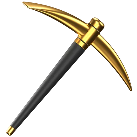 3 D Icon Of A Black And Gold Pickaxe 3D Icon
