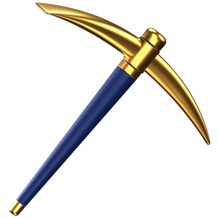 3 D Icon Of A Blue And Gold Pickaxe 3D Icon