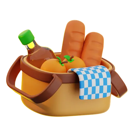 Picknickkorb mit Essen  3D Icon