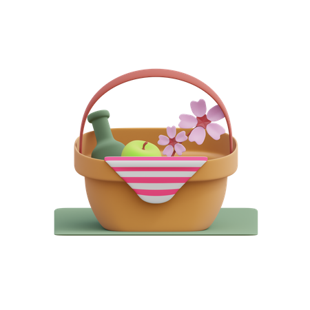 Picnic Basket  3D Illustration