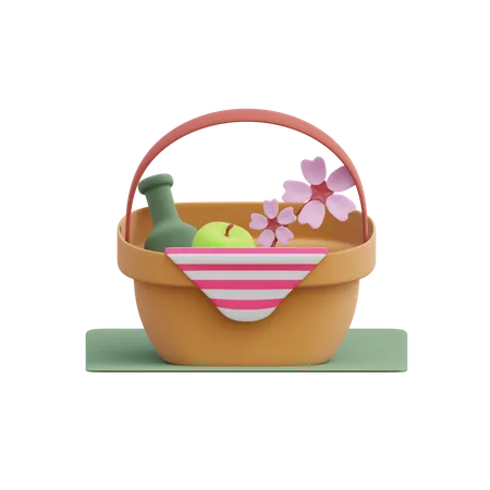 Picnic Basket  3D Illustration