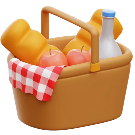 Picnic Basket  3D Illustration