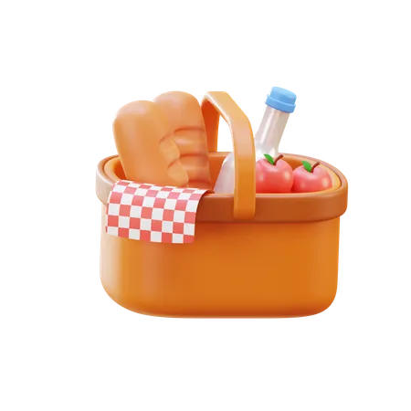 Picnic Basket  3D Illustration