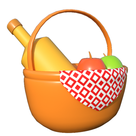 Picnic Basket  3D Illustration