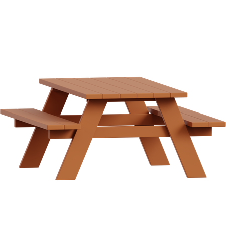 테이블이 있는 피크닉 벤치 의자  3D Icon