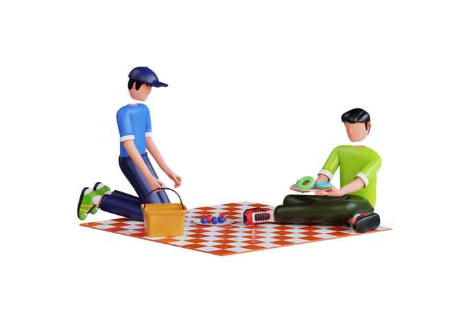 Picnic In Park  3D Illustration