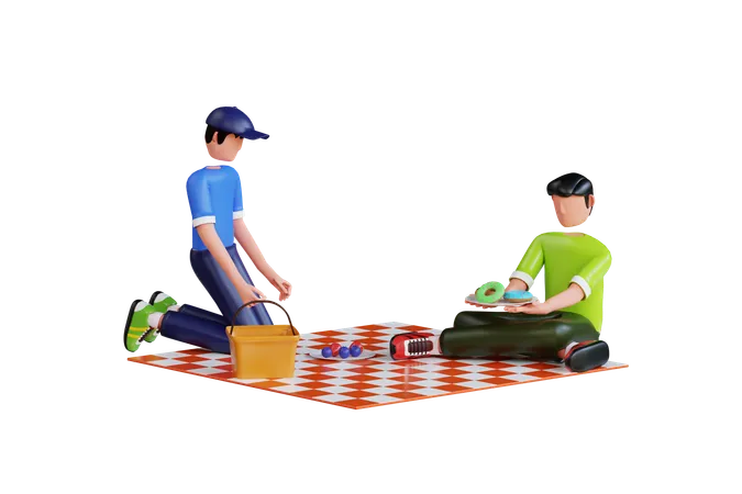 Picnic In Park  3D Illustration