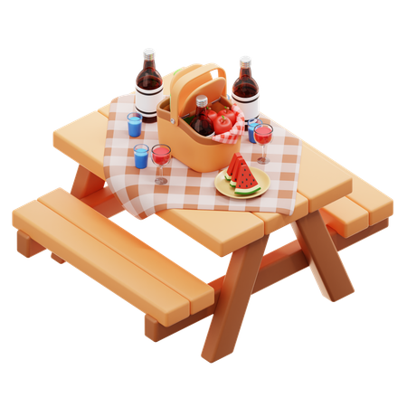 ピクニック用のテーブル  3D Icon