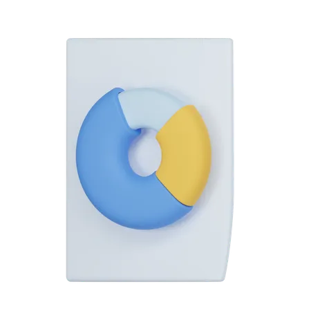 3 D Pie Chart On White Document Paper 3D Icon