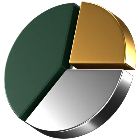 3 D Icon Of A Green Gold And Silver Pie Chart 3D Icon