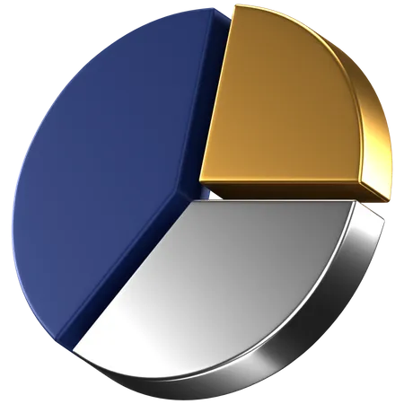 3 D Icon Of A Blue Gold And Silver Pie Chart 3D Icon