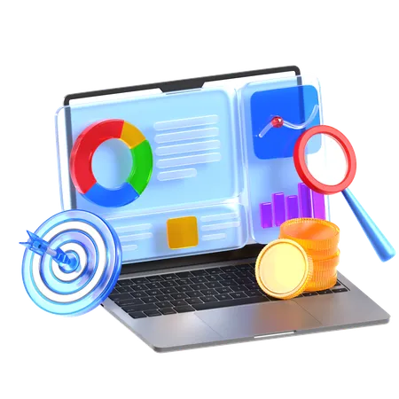 Pie chart analysis  3D Illustration