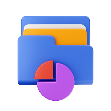 Pie Chart Folder 3D Icon