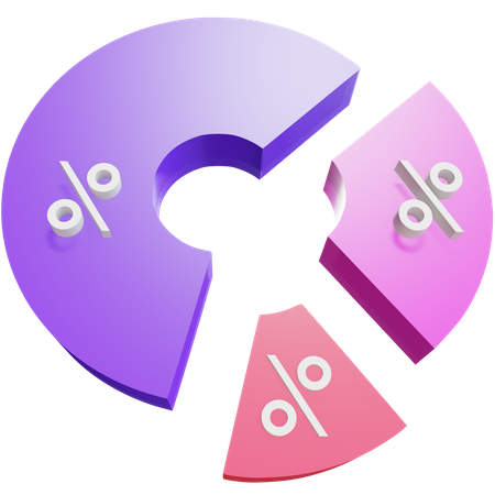 Pie chart Percentage  3D Illustration