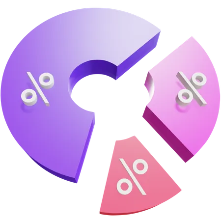 Pie chart Percentage  3D Illustration