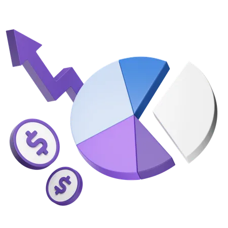 Pie Chart Showing Financial Growth  3D Icon