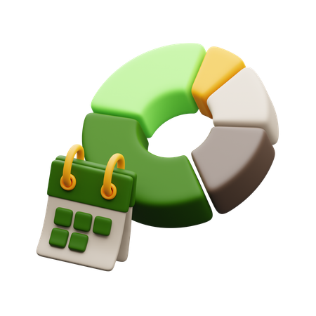 Pie chart with calendar  3D Icon