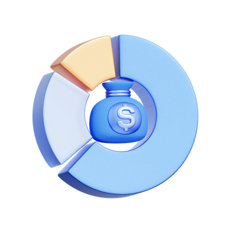 Pie Chart With Coin  3D Icon