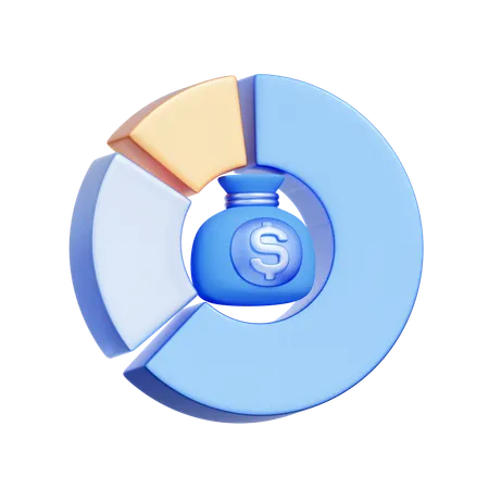 Pie Chart With Coin  3D Icon